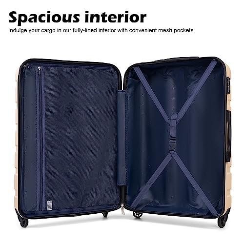 Coolife Luggage Set, 3 Piece Lightweight Durable Hardshell, Orange - color: Orange