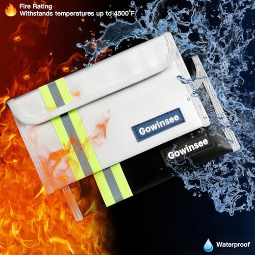 2-Pack Fireproof Bag for Documents & Money | 8x5" Waterproof & Fire Resistant Safe Pouch with Silicone Coating for Valuables
