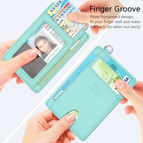 FurArt Slim Minimalist Wallet RFID Credit Card Holder for Men - color: Lake Blue