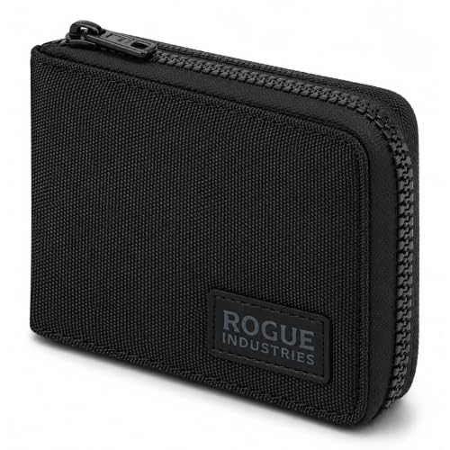 ROGUE WALLET Leather & Nylon Zip Wallet for Men, RFID Blocking, Black - color: Black