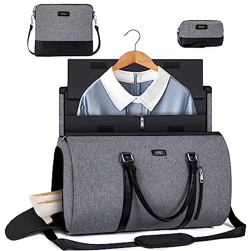 Convertible 2-in-1 Garment Bags for Travel with Waterproof Shoe Compartment - color: D-Grey