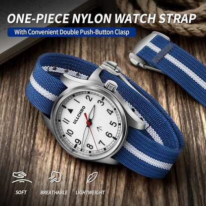 Nylon Watch Strap 20mm 22mm Nylon Watch Band Replacement Single Pass Strap Breathable Military Watch Bands for Men Soft Elastic Watch Straps - color: Blue & White, size: 20mm