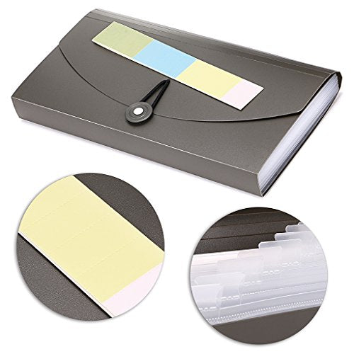 BTSKY 13 Pockets Expanding Check Bill File Folder-Hand-held, New Grey - color: Grey