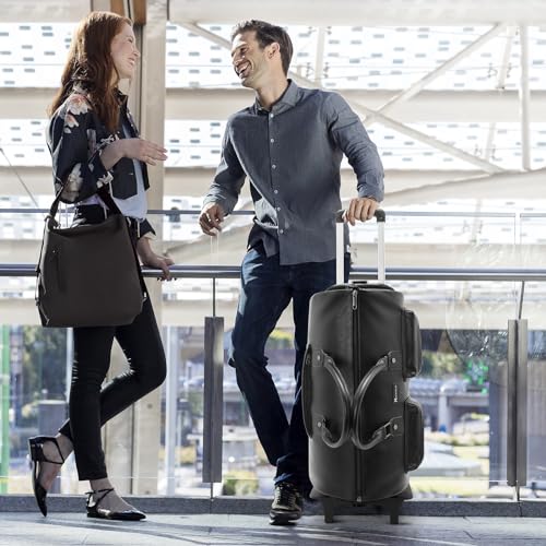 Modoker Convertible Rolling Garment Bag, Carry-On Duffle - color: D-Black