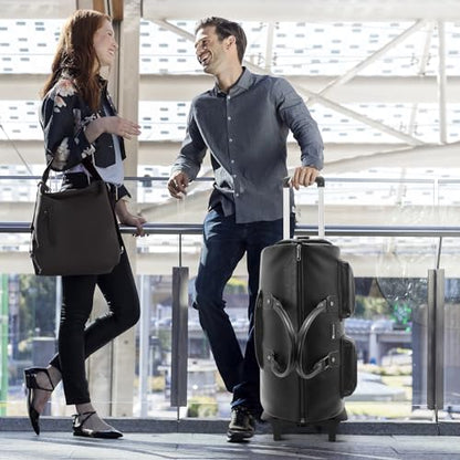 Modoker Convertible Rolling Garment Bag, Carry-On Duffle - color: D-Black