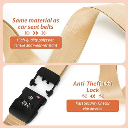 TSA Approved Luggage Straps with Combination Lock, Cross Khaki - color: Cross Khaki
