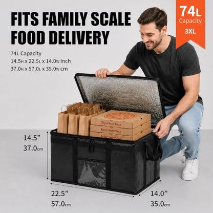 NZ home Insulated Food Delivery Bag, Grocery Cooler & Catering Tote - color: Orange, size: 3XL (PRO)