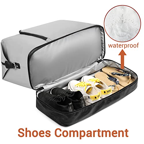 TIBES Travel Weekender Bag for Women, Overnight Bag with Shoe Compartment - color: B-Grey