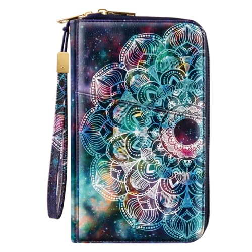 Family Passport Holder Wallet RFID Blocking Document Organizer - color: Mandala
