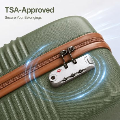 Carry On Luggage 22x14x9 Airline Approved Suitcase with Wheels, 3 Piece - color: Olive Drab, size: 3 Piece Sets (20/BP/TB)