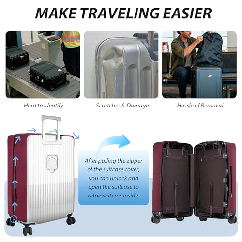 Transparent PVC Suitcase Cover, No Disassembly Required Clear Luggage Protector Suitcase Cover - color: Red, size: 20