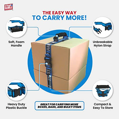 6' Carrying Strap with Handle | Adjustable Belt | Heavy Duty, Easy, Safe, Secure, Lifting, Moving, Carry Strap for Boxes, Groceries | Best Luggage Strap (Strap-A-Handle 6ft. Length, 40lb. Capacity) - color: 6' Length, 40lb. capacity