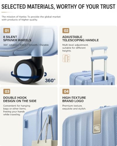 Hanke 28 Inch Top Opening Expandable Extra Large Luggage With TSA Lock，114L - color: Mist Blue, size: 28 Inch