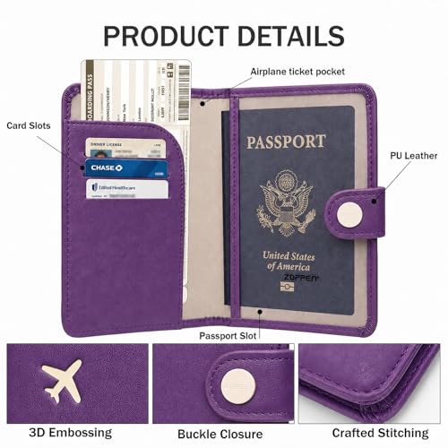 ZOPPEN Passport Holder RFID Blocking Travel Wallet, Lilac Purple - color: Purple
