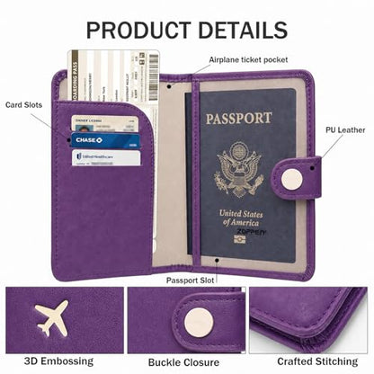 ZOPPEN Passport Holder RFID Blocking Travel Wallet, Lilac Purple - color: Purple