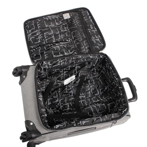 Nicole Miller Designer Luggage Collection - Expandable 24 Inch Softside Bag - Durable Mid-sized Lightweight Checked Suitcase with 4-Rolling Spinner Wheels