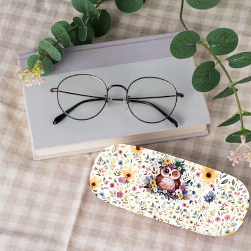 CREATCABIN Cute Eyeglasses Case Hard Shell PU Leather Glasses Case Portable Sunglasses Holder Spectacle Storage Protective Co - style: Owl
