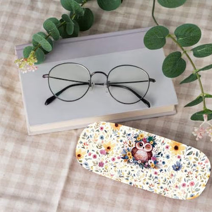 CREATCABIN Cute Eyeglasses Case Hard Shell PU Leather Glasses Case Portable Sunglasses Holder Spectacle Storage Protective Co - style: Owl