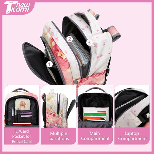 NEW TILAMI 18-Inch Rolling Backpack 6-Wheel for Kids School Travel - color: Starshine
