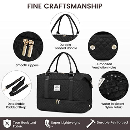 LOVEVOOK Travel Duffle Bag,Weekender Bags for Women with Shoe Compartment - color: Purple-Black-a, size: Large-2 Pcs