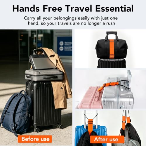Luggage Connector Straps, Adjustable Elastic Durable Straps for Connecting Luggage Bags to Suitcases, Hands-Free Travel Essential (Black) - color: Black