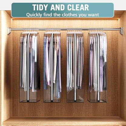 Liuoud Clear Garment Bags for Hanging Clothes 10” Gusseted, 4 Pack, 40” - color: Clear, size: 40 inch
