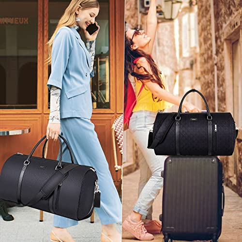 Convertible 2-in-1 Garment Bag for Travel With Toiletry Bag for Women & Men - color: G-black Houndstooth