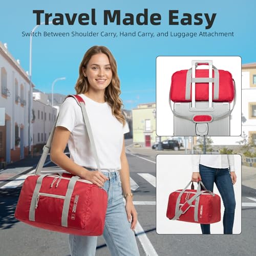 Foldable Travel Duffel Bag 65L, Large Capacity Bag for Trips - color: Deep Fuchsia, size: 65L