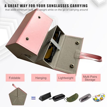 Longjet Sunglasses Organizer Travel Glasses Case Eyeglasses Storage Box - color: Pink