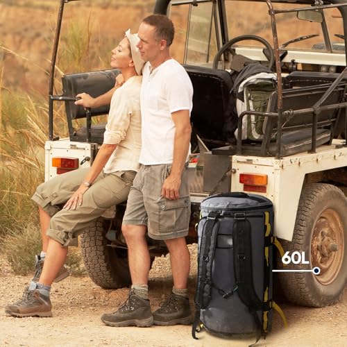 Haimont Heavy Duty Convertible Travel Duffel Backpack, Grey, 60L - color: Grey, size: 60L