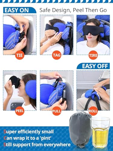 SARISUN Travel Pillow for Airplanes Sleep, Seat Strap for Stable Support - color: Purple