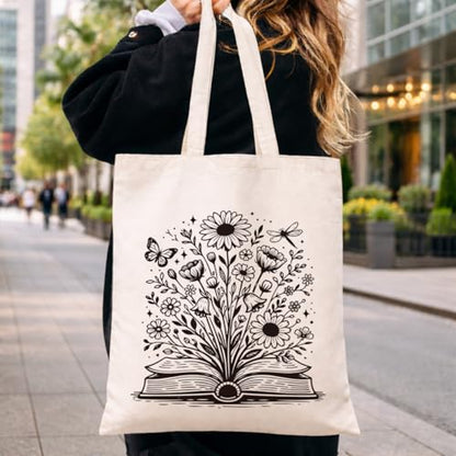 Book Lover Tote Bag with Funny Reading Quote Bag - color: Book 02