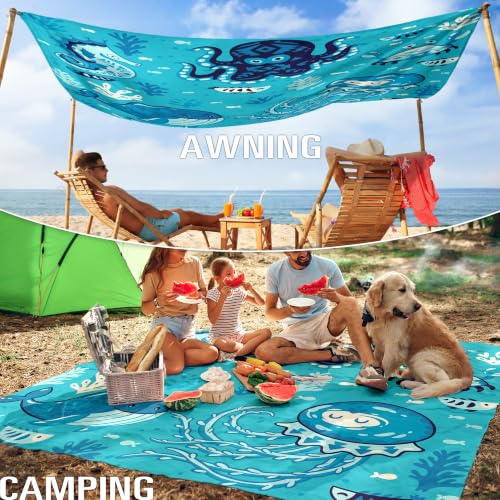 Beach Blanket Sandproof Waterproof Oversized 78"x81"/10'x9' Compact mat - color: Ocean Park, size: 78''×81''