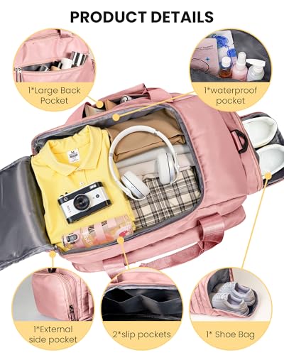8 Year Old Girl Birthday Gift, Initial Gym Bag Dance Bag for Girls - color: Pink, style: N