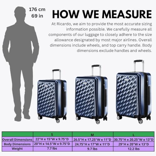 Ricardo Beverly Hills Melrose Hardside Expandable Luggage with Lightweight Construction for Smooth Traveling, Stylish, Durable, and Spacious, Men and Women, Prussian Blue, Check-In Large 29-Inch - color: Prussian Blue, size: Check-In 29-Inch