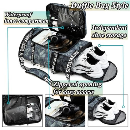 Gym Duffle Bag Backpack,4‑Way Waterproof with Shoe Compartment Travel Laptop - color: Silver