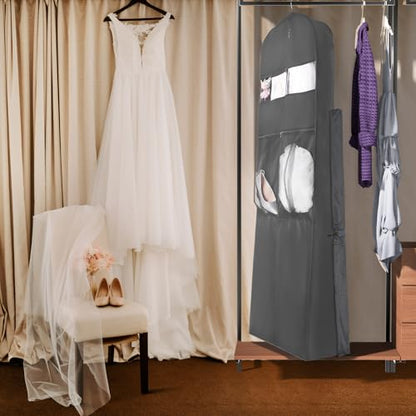 Univivi Portable Bridal Garment Bags for Gowns Long, 72 Inch, Grey - color: Grey