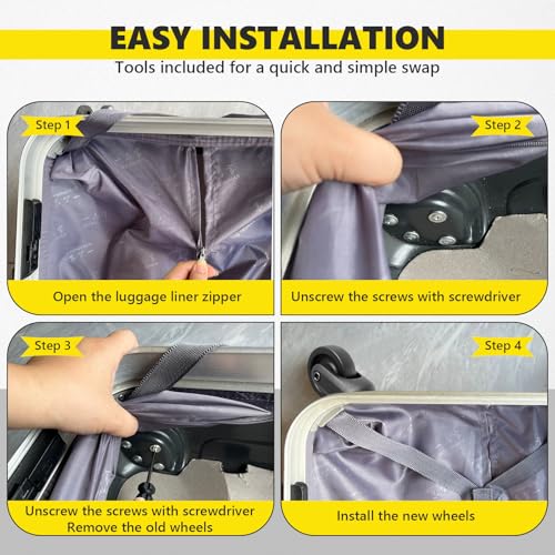 Tobeso-Nuoze Luggage Wheels Replacement Wheel for Luggage Suitcase Repair - color: Black-044#-4