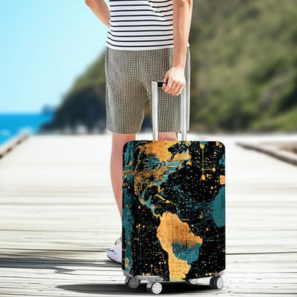 Luggage Covers for Suitcase Tsa Approved, Suitcase Covers Protector Elastic Fit for 24-26 Inch Luggage - color: Blue Yellow