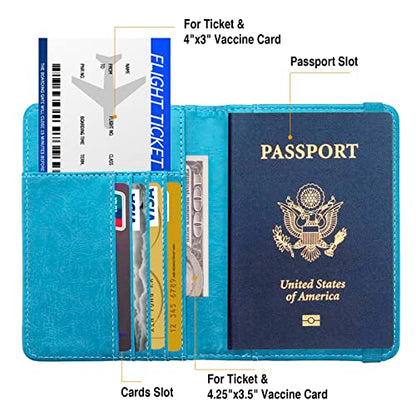 Premium Passport Holder for Travel RFID Blocking Passport Cover Slim - color: Sky Blue