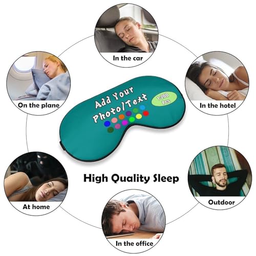 Personalized Eye Mask 1-200 Pcs Custom Eye Cover for Men&Women Customized Eyeshade with Adjustable Strap for Sleeping Travel Work Naps, Darkcyan - color: Darkcyan