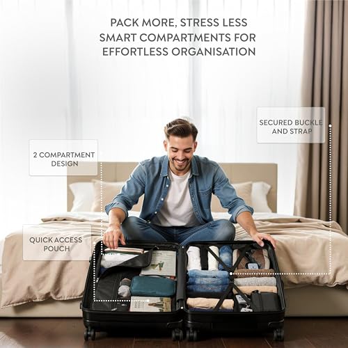 3-Piece Luggage Set Expandable Hardside Polypropylene Suitcase Set with TSA Locks & 8 Silent Spinner Wheels Lightweight Nested Suitcases Travel Set American Airline-Approved Carry-On - Black - color: Black, size: 3-Piece Set
