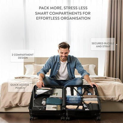 5-Piece Luggage Set Expandable Hardside Polypropylene Suitcase Set with TSA Locks & 8 Silent Spinner Wheels Lightweight Nested Suitcases Travel Set American Airline-Approved Carry-On - Black - color: Black, size: 5-Piece Set