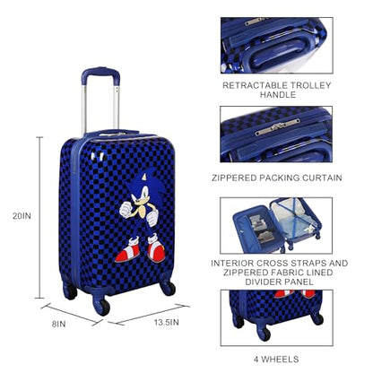 Bioworld Sonic the Hedgehog Modern Weatherproof 20" Rolling Luggage