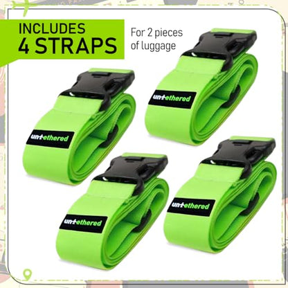 Untethered Luggage Straps for Suitcases, TSA Approved, 4-Pack, Green - style: Green Straps