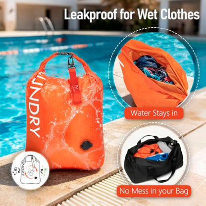 WiseBoy 2 Pack Travel Laundry Bag, Compression Storage for Dirty Clothes - color: Navy & Orange