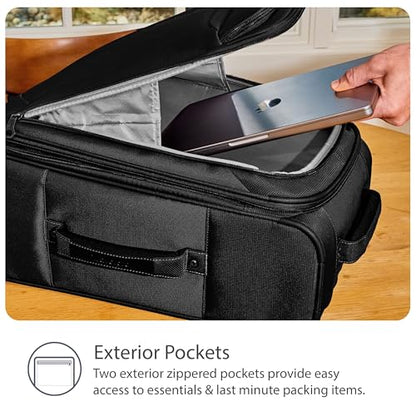 Travelpro Tourlite Softside 25" Expandable Luggage with 4 Spinner Wheels, Lightweight Suitcase, Checked Medium, Black - color: Black, size: Checked-Medium 25-Inch