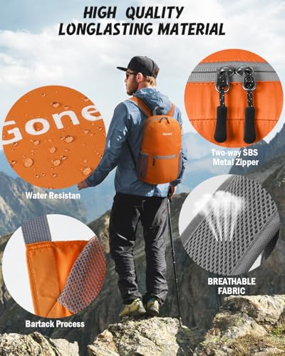 Gonex Packable Daypack Backpack 20L Lightweight Foldable Travel Bag - color: Orange
