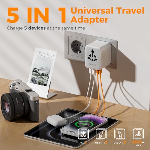 TESSAN Universal Travel Adapter, International Power Adapter - color: Grey-20W