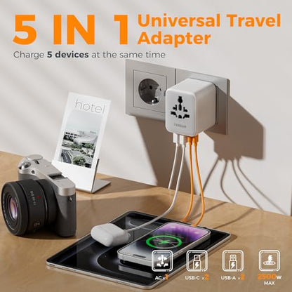 TESSAN Universal Travel Adapter, International Power Adapter - color: Grey-20W